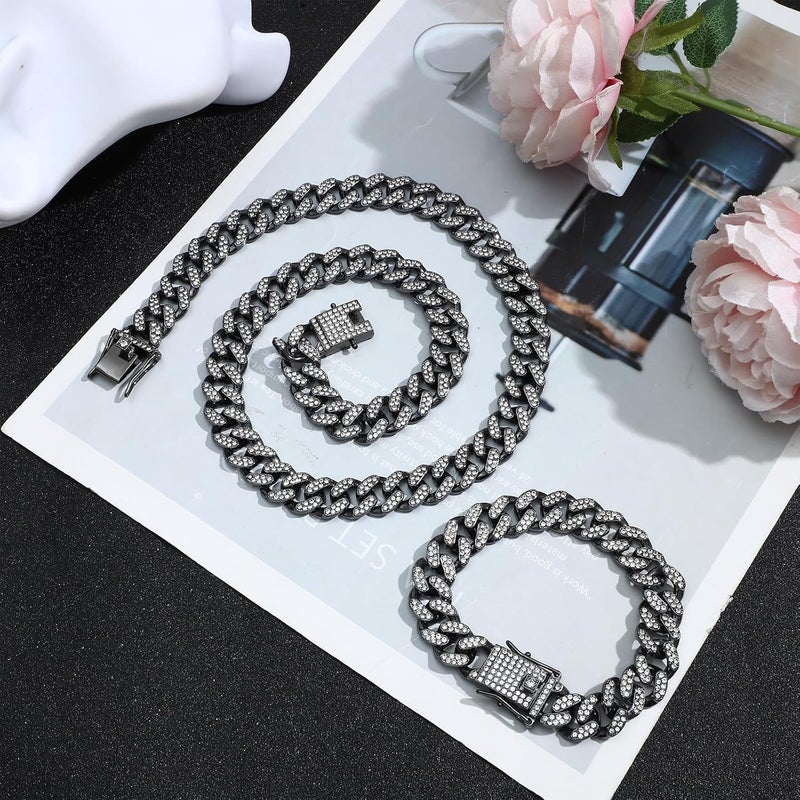 NEWITIN 15 Pieces Silver Jewelry Set for Men Stainless Steel Cuban Link Necklace Bracelet Cross Pendant Necklace Vintage Ring Cuban Jewelry Set for Men Women - Image 4